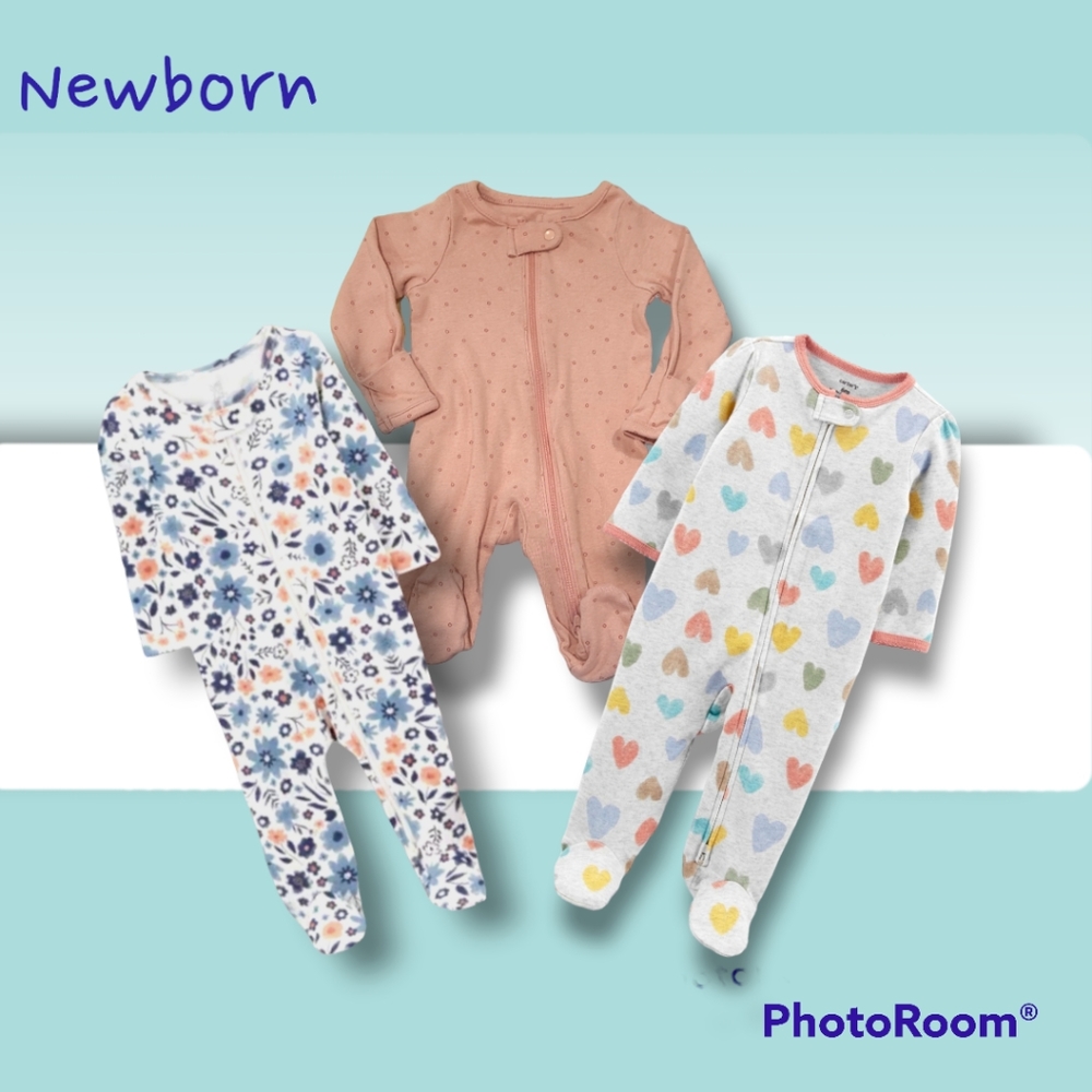 3 Carter's Sleep & Play Size Newborn